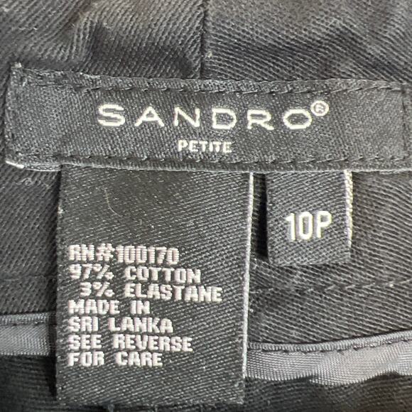 Sandro Women’s Wide Leg Black Cropped Chinos Side Buttons Size 10 Designer - Picture 8 of 9